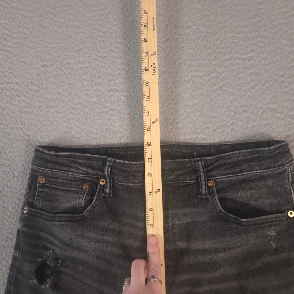 American Eagle Jeans Mens 33x30 Black Athletic Fit Airflex Distressed Denim